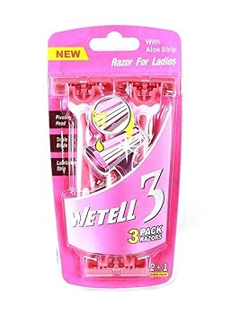 Wetell 3-pack of triple-blade disposable razors for women.