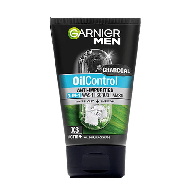Garnier Men Oil Control 3 In 1 Charcoal Face Wash