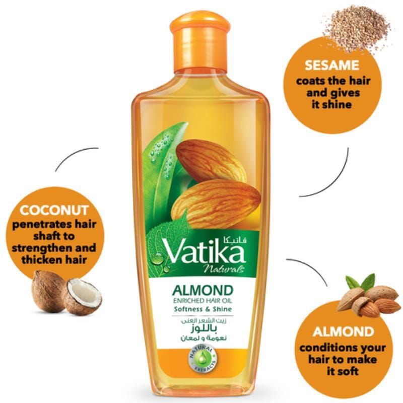 Vatika Naturals Enriched Hair Oil Softness & Shine With Almond 100ml