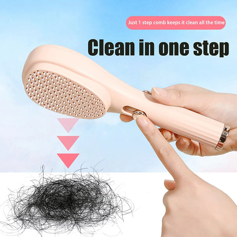 Retractable Hair Brush with Self-Cleaning Bristles