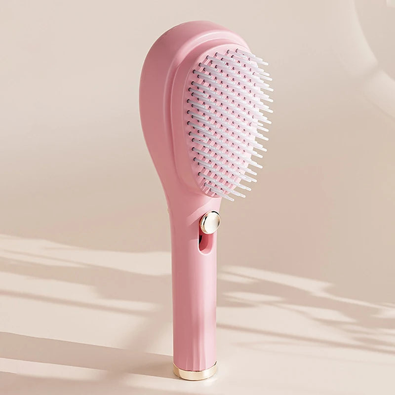 Retractable Hair Brush with Self-Cleaning Bristles
