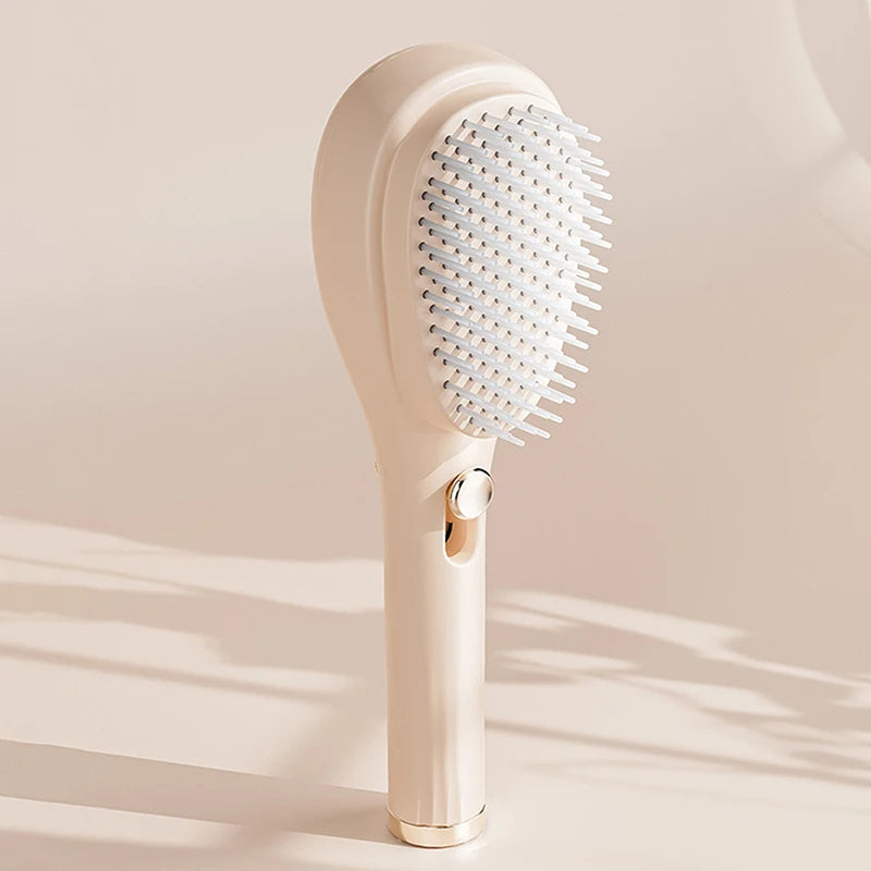 Retractable Hair Brush with Self-Cleaning Bristles