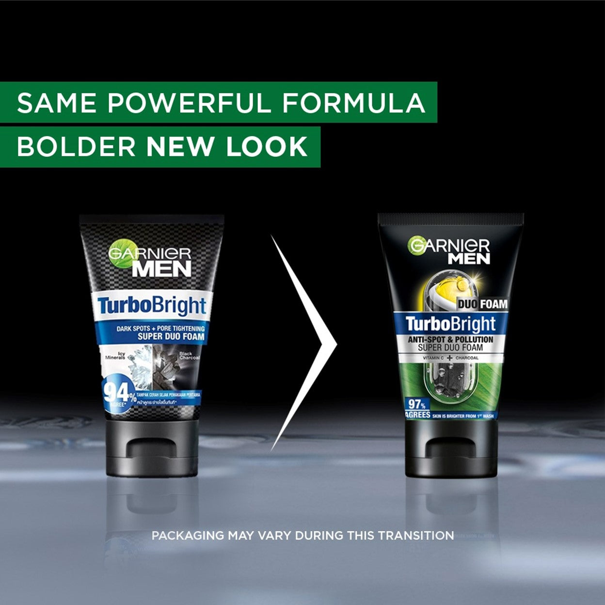 Garnier Men Turbo Bright Super Duo Foam, a facial face wash 100ml