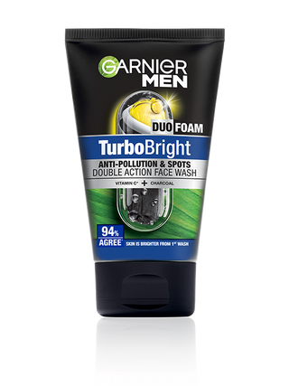 Garnier Men Turbo Bright Super Duo Foam, a facial face wash 100ml