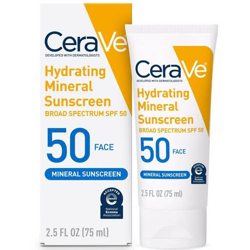 CeraVe – Hydrating Mineral Face Sunscreen Lotion SPF 50 with Zinc Oxide 75 ML