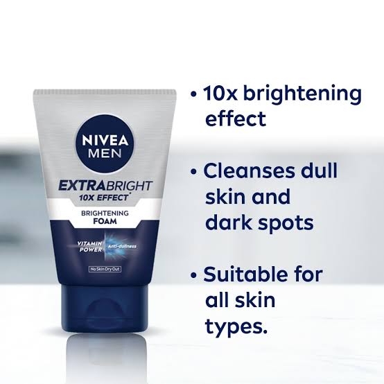 Nivea Men Extra Bright 10X Effect Brightening Foam Face Wash 100ML