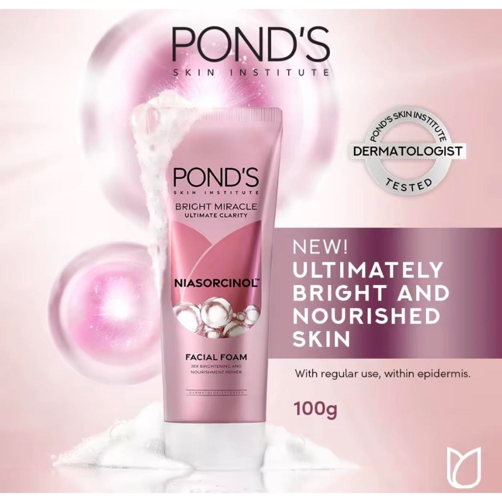Ponds - Bright Miracle Facial Foam - 20X Brightening with Niacinamide & E-Resorcinol - 100g